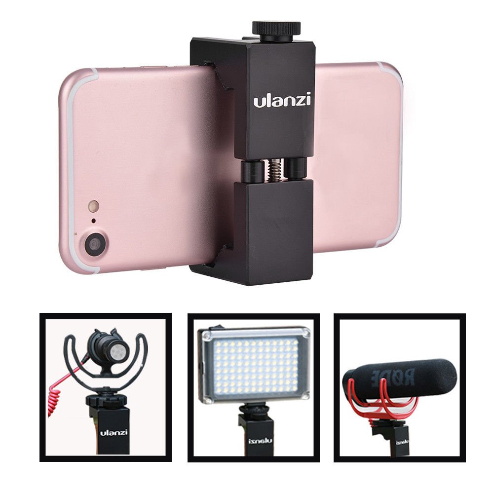 Adjustable Smartphone Clip Mount w/ Hot Shoe Aluminum Phone Holder Stand Adapter