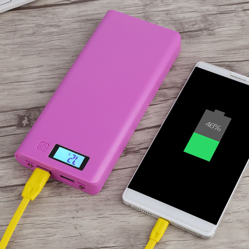 8x 18650 DIY Dual USB LED Power Bank Battery Charger Case Holder Box For iPhone