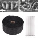 16FT Black High Heat Insulation Exhaust Pipe Wrap Tape Cloth for Car Motorcycle