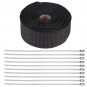 16FT Black High Heat Insulation Exhaust Pipe Wrap Tape Cloth for Car Motorcycle