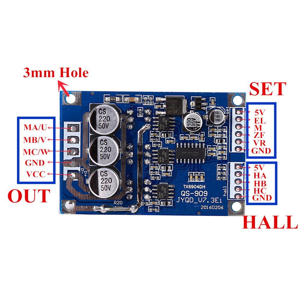 12-36VDC 500W Brushless Motor Controller Hall Balanced BLDC Driver Board  coi
