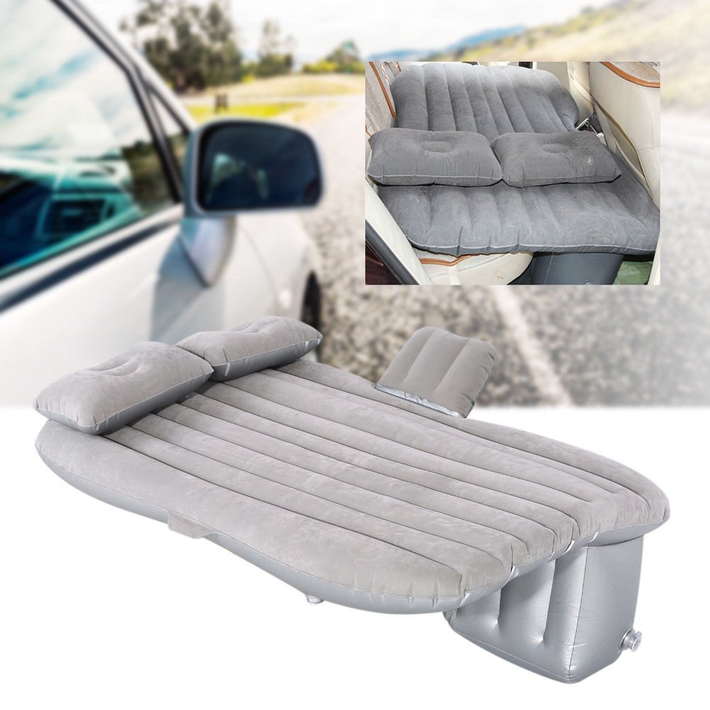 Gray Inflatable Sofa Mat Air Bed Couch Blow Up Mattress Car Mobile Cushion Seat