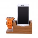 For Apple iWatch iPhone 2 in 1 Charging and Docking Station Bamboo Stand Holder