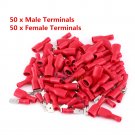 100x Female Male Spade Insulated Electrical Wire Crimp Terminal Connector Red em