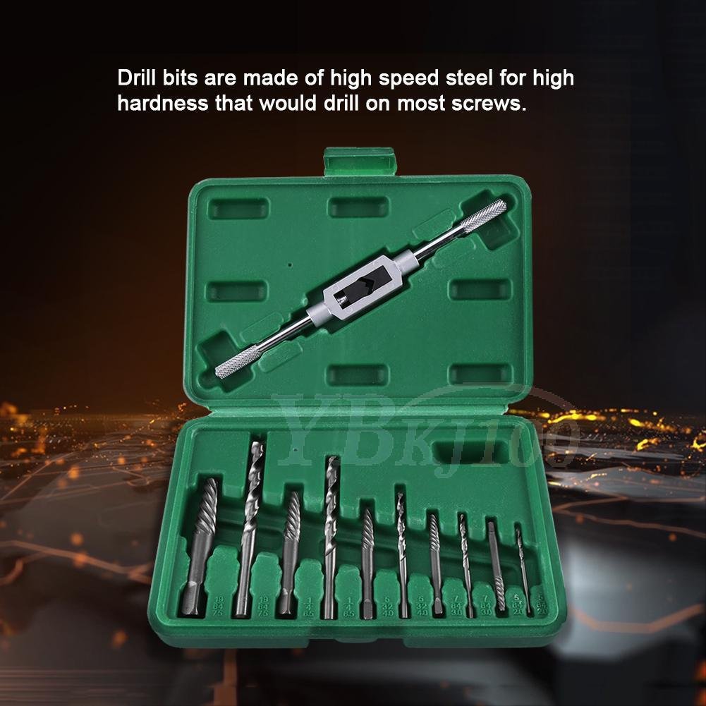 11Pcs Screw Extractor Drill Guide Removal Broken Bolts Fastners Easy Out Set coi