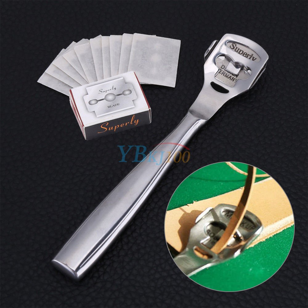 Leathercraft Stainless Leather Craft Edge Skiving Tool Skiver + 11 Blades coi