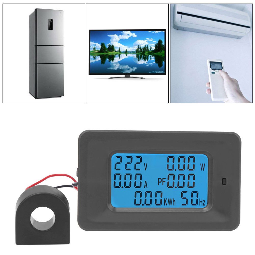 AC110-250V 220V 100A Digital LCD Meter Monitor Power Energy Ammeter Voltmeter EM