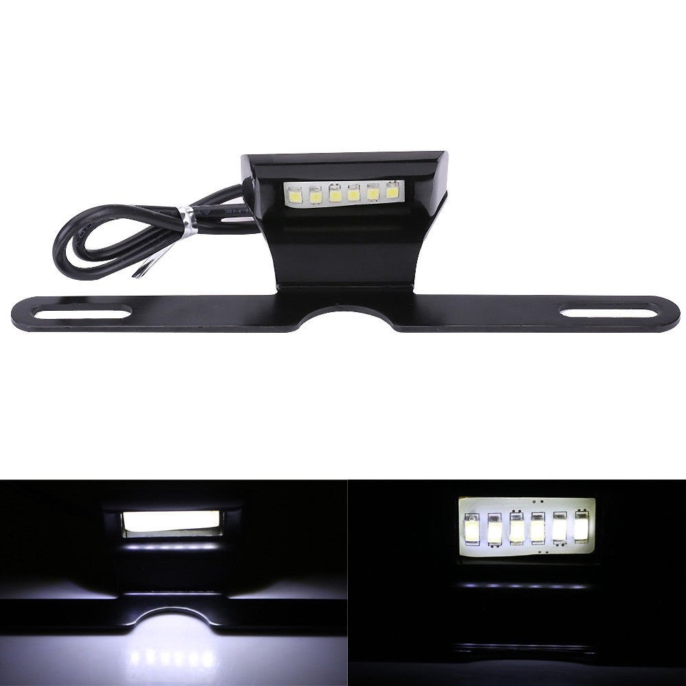 Universal Motorcycle License Plate Mount Holder Bracket LED Tail Light Black