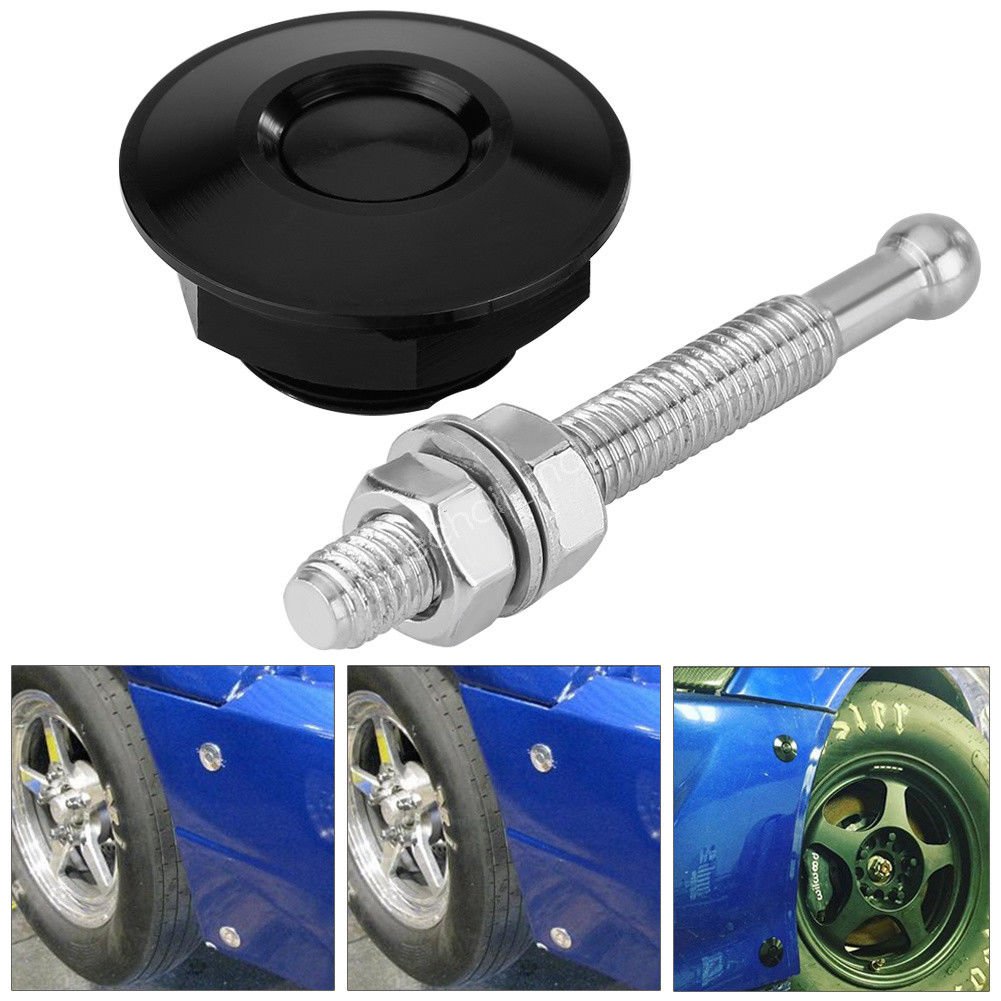 1x Universal Engine Bonnet Push Button Hood Car Quick Pin Latch Lock Clip Black