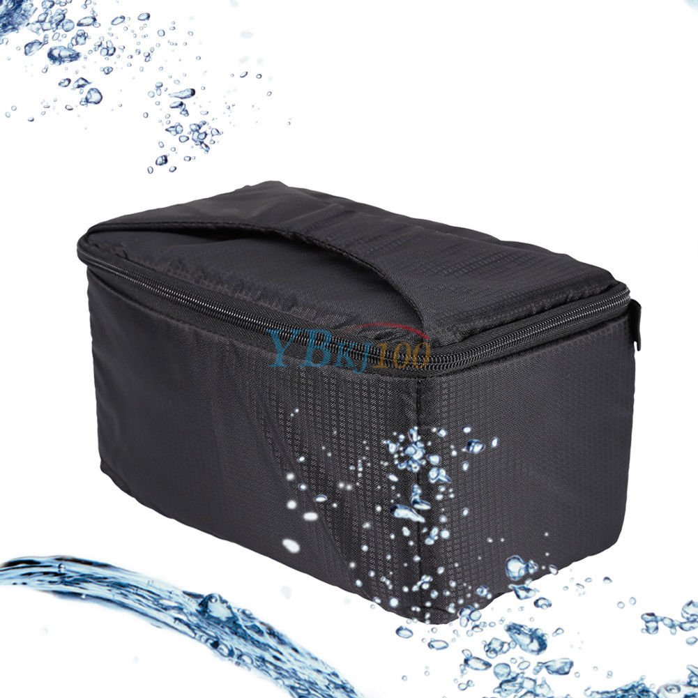 Black Waterproof Padded Partition Protect Insert Bag Case For Camera Lens