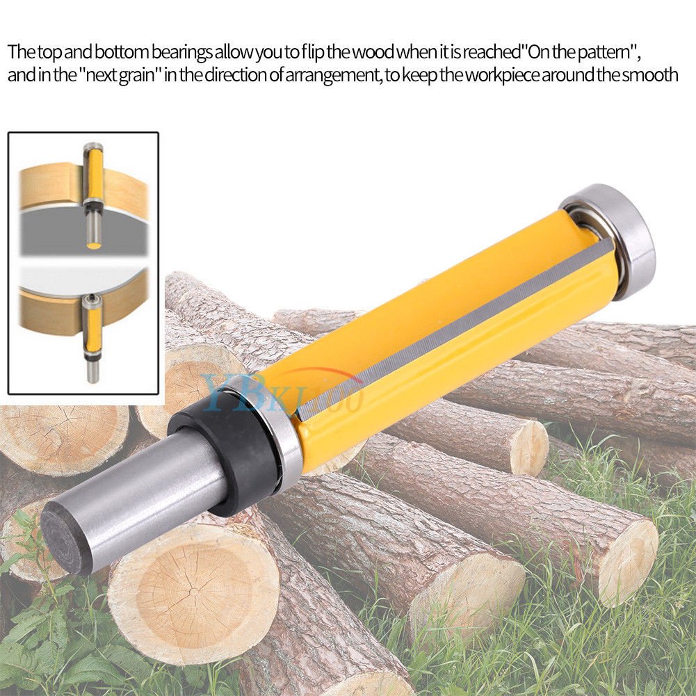 2-1/2" Extra Long Straight Router Bit Pattern Flush Trim Dual Bearing 1/2"SH coi