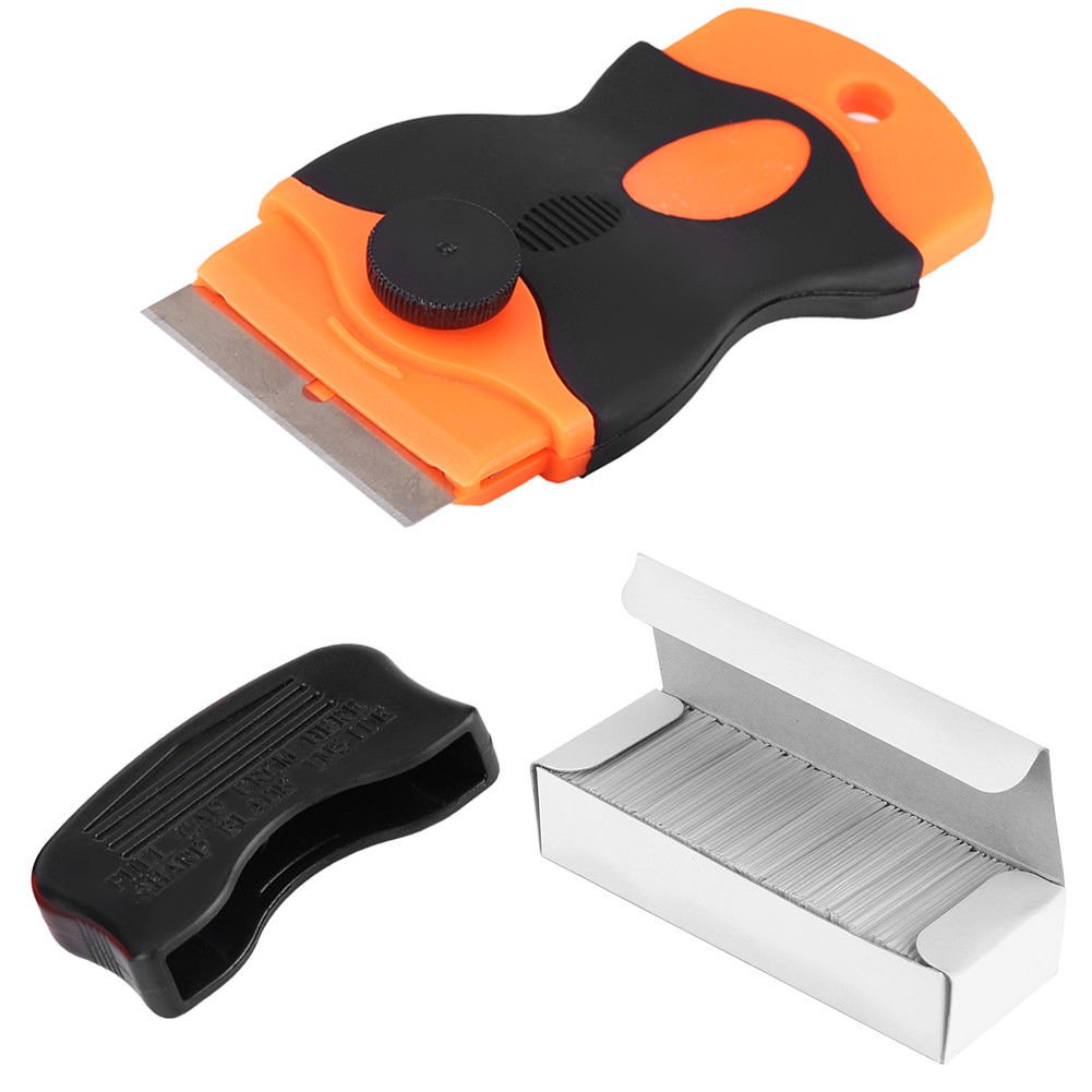 Car Sticker Remover Tool Lockable Scraper With 100x Blades Window Surface Tint