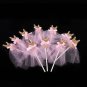 Lovely 10pcs Pink Gold Glitter Dress Cake Toppers Kids Birthday Party Decoration
