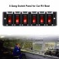 Waterproof 6 Gang Red LED Car Marine Boat Rocker Switch Panel Circuit Breakers