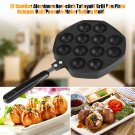 12 Holes Takoyaki Pan Japanese Octopus Cake Maker Snacks Bake Grill Mold Black