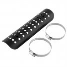 1x Motorcycle Motorbike Hole Heat Shield Straight Exhaust Pipe Cover Guard Black