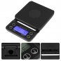3KG/0.1g Electronic Digital Kitchen Food Scale Drip Coffee Weighing +Timer Black