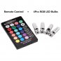 4x Packed T10 SMD 5050 Auto Car RGB Lights LED Bulbs with Remote Control New EL