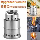 Outdoor Wood Stove Camping Picnic Backpack Survival BBQ Burning Stainless Steel
