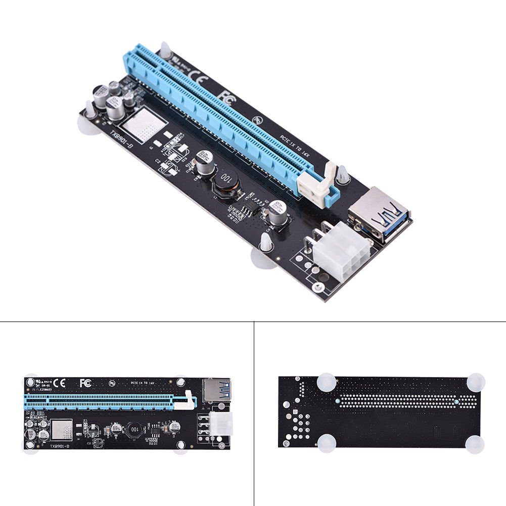 USB 3.0 PCI-E Express 1x -16x GPU Adapter Extender Riser Card with 6 Pin Cable