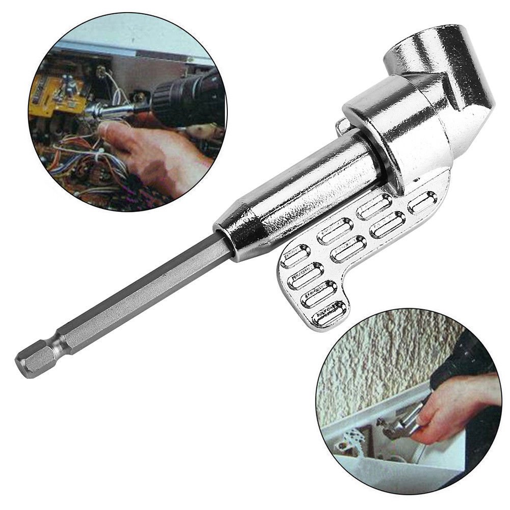 Adjustable 105 Degree Right Angle Driver Screwdriver 1/4 Hex Shank Drill Bits
