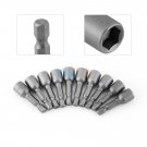 10Pc Set Impact Metric Hex Socket Magnetic Nut Driver Drill Bits 1/4" Shank 42mm