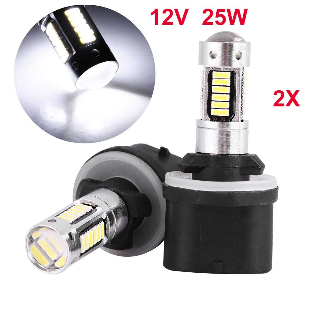 1 Pair 12V 880 Powerful LED Cool White Car Fog Driving Light DRL Head Lamp Bulbs