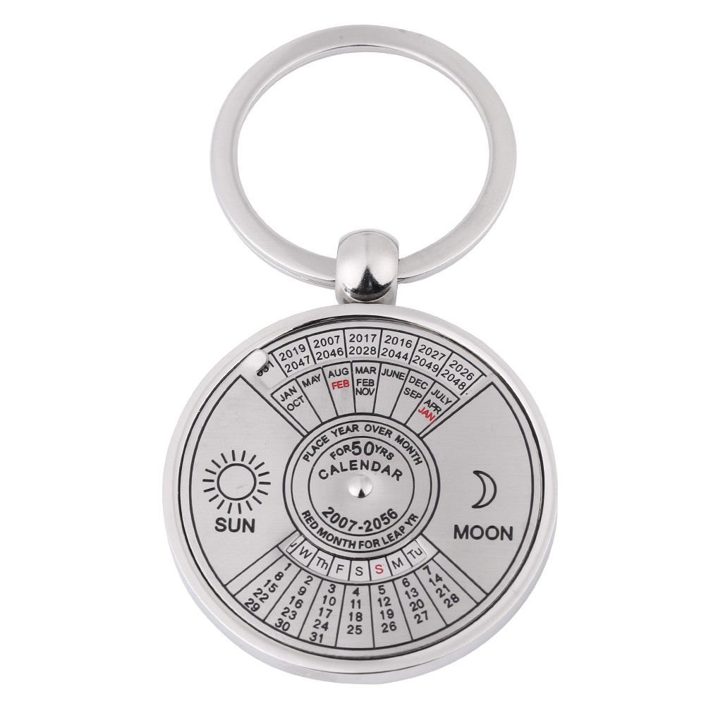 Perpetual Calendar Key Ring Souvenir Gift Unique KeyChain 50 Years 2007-2056 coi
