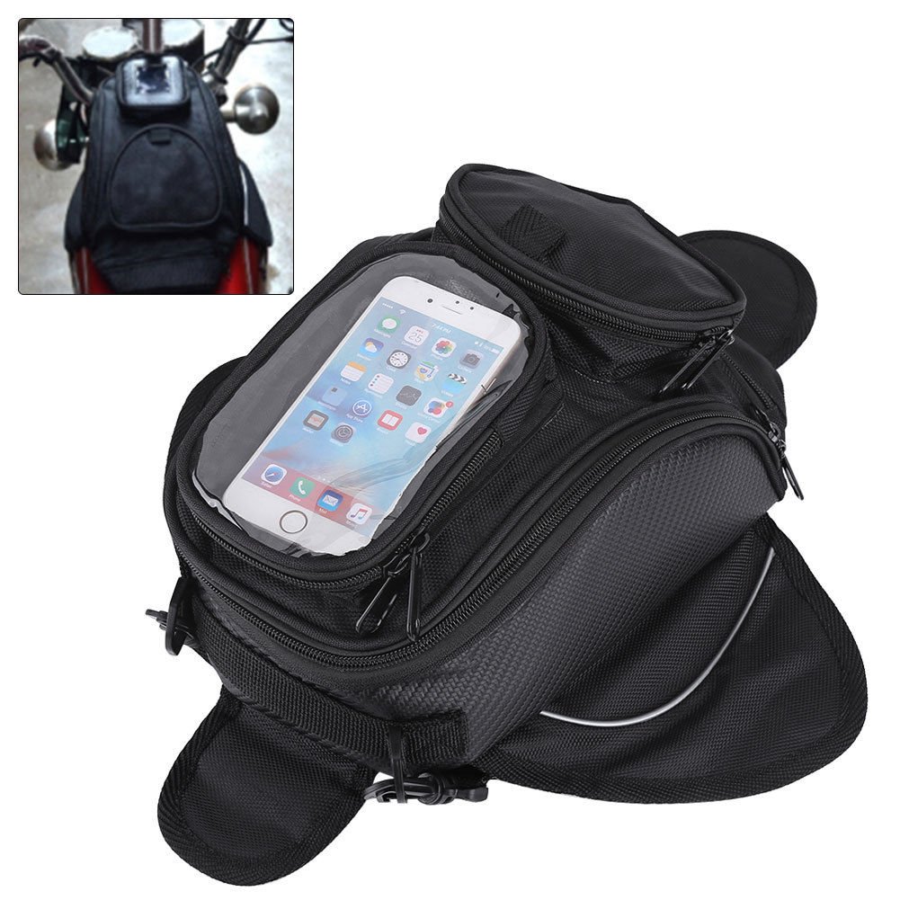 Universal Magnetic Motorcycle  Oil Fuel Tank Bag Waterproof Phone Holder Black
