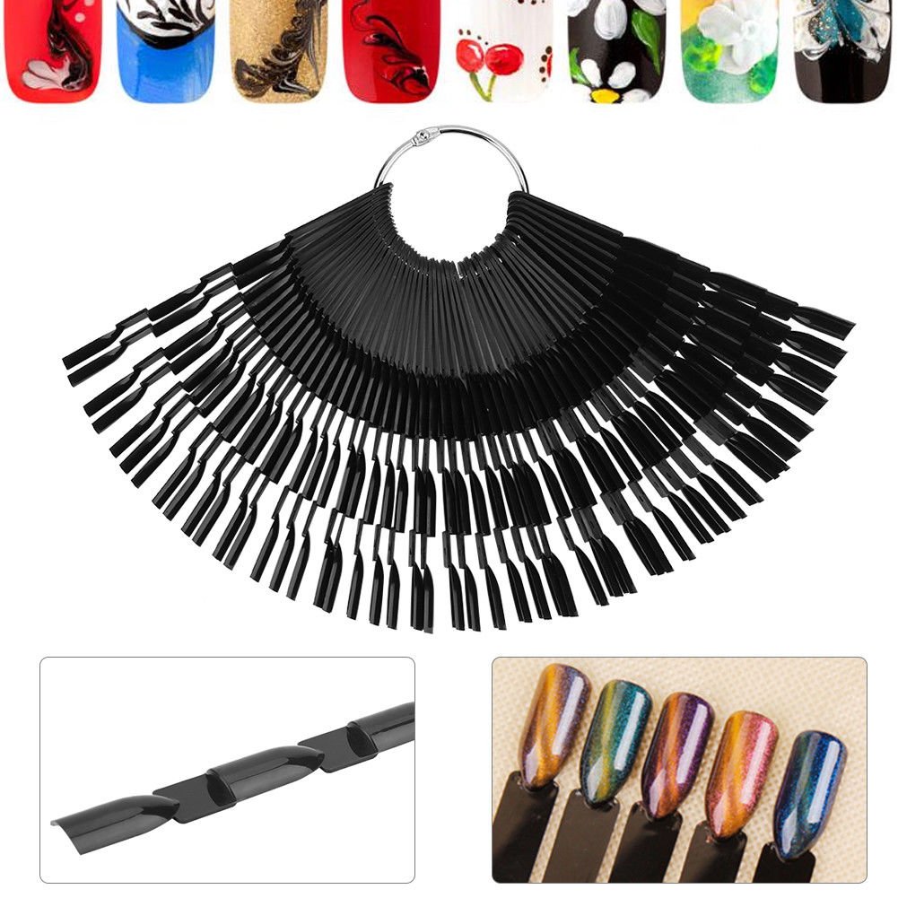 Hot Nail Art False Tips Sticks Practice Display Fan Colour Swatch Design Tool LY