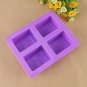 Silicone 4-Cavity Rectangle Soap Cake ice Mold Mould Tray For Homemade Craft DIY