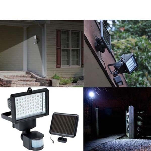 Waterproof 60LED Solar Powered Outdoor Garden Motion Sensor Floodlight Spot Lamp