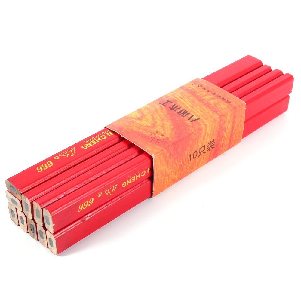 New Red Octagonal Wooden Carpenter Pencil Builder Hand Tool Working Marker