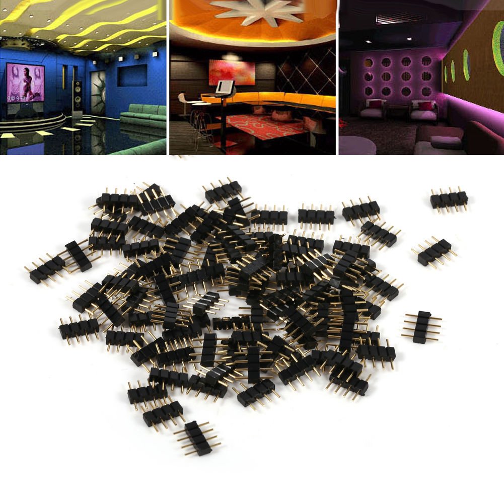 100pcs 8 * 10mm 4Pin Male Plug Adapter Connector Needle for RGB LED Strip Light