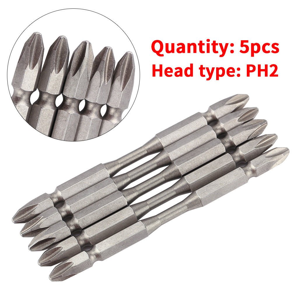 5pcs 1/4" Hex Shank PH2 100mm Magnetic Antislip Cross Head Screwdriver Bits coi