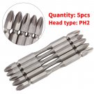 5pcs 1/4" Hex Shank PH2 100mm Magnetic Antislip Cross Head Screwdriver Bits coi