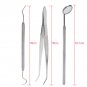 3pcs Stainless Steel Dental Set Mouth Mirror Probe Plier Tweezer Teeth Clean Kit