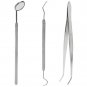 3pcs Stainless Steel Dental Set Mouth Mirror Probe Plier Tweezer Teeth Clean Kit