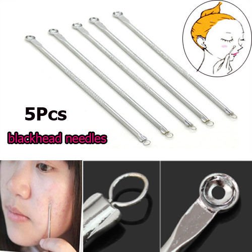 5pcs Stainless Blackhead Needles Comedone Acne Pimple Blemish Remover Extractor