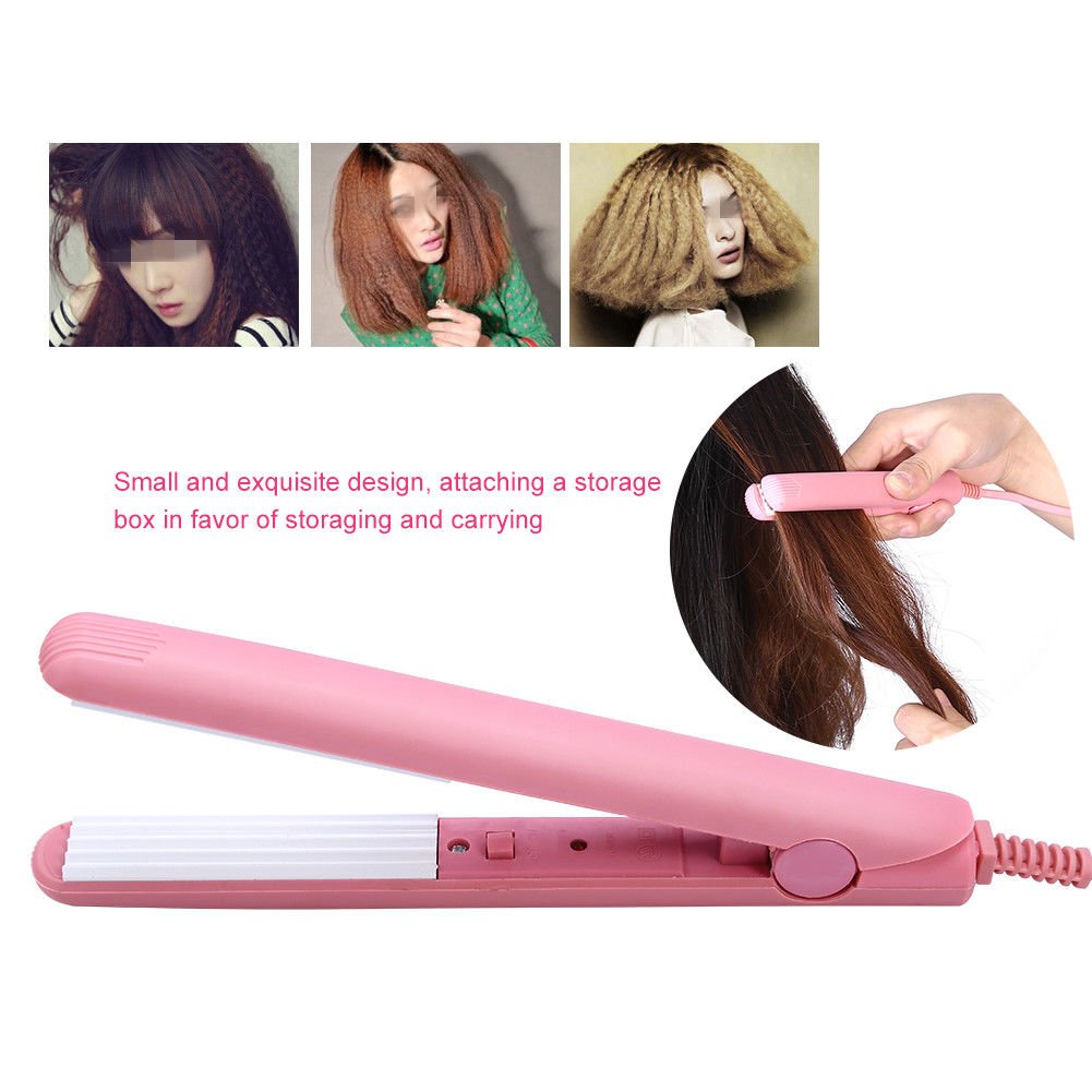 Mini Pink Ceramic Tourmaline Hair Straightener Iron Curler Hair Styling Tools
