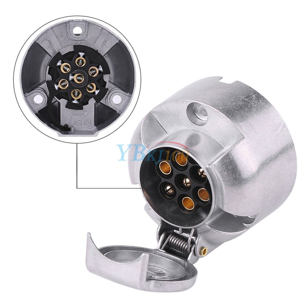 12V 7 Pin Trailer Plug Socket Wiring Connector Adapter for Caravan Towbar Silver