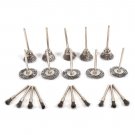 20pcs Silver Wire Brush Set Pen Cup Wheel Shaped Polishing Rotary Tools Mini