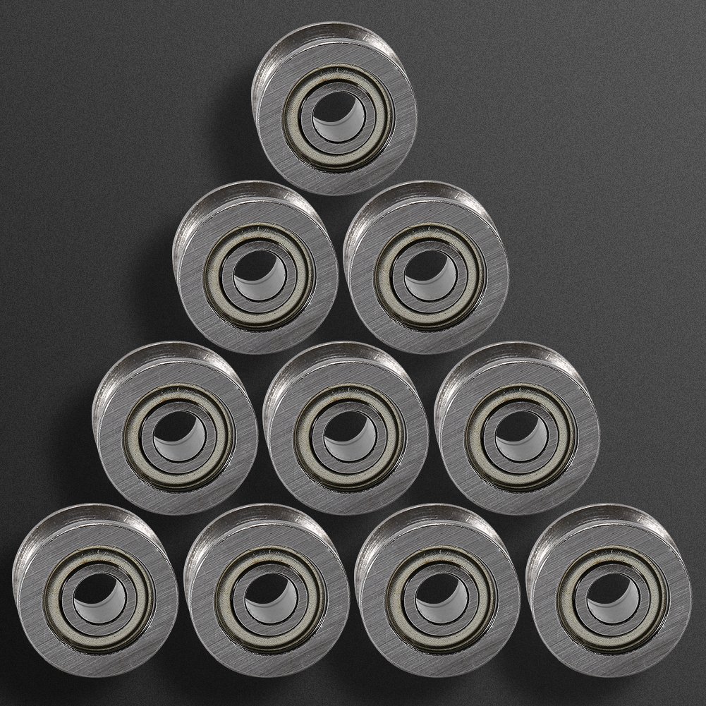 10pc 4x13x7mm U624ZZ U Groove Guide Pulley Sealed Rail Ball Bearing Carbon Steel