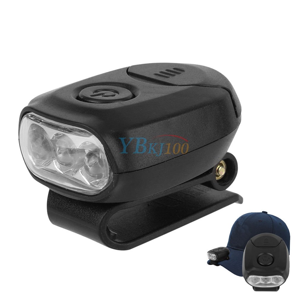 3 LED Clip On  Head Lamp  Hat Light Torch For Outdoor Fishing Hunting Camping