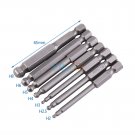 7pcs 1/4" Hex Shank 2/2.5/3/4/5/6/8mm 65mm Magnetic Ball Screwdriver Bit Set NEW