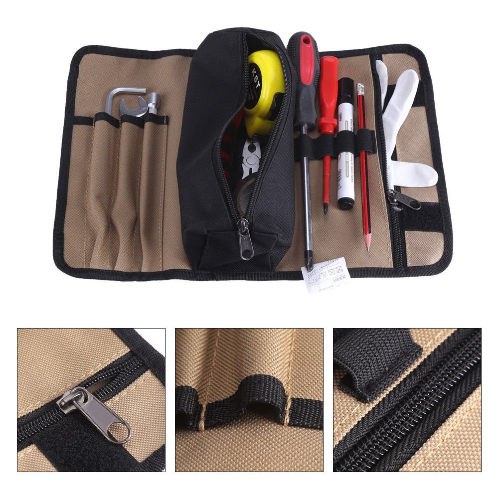 Canvas Electrician Roll Up Hardware Spanner Pouch Tool Bags Storage Organization
