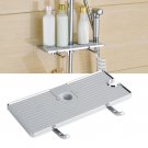 Bathroom Pole Shelf Shower Storage Caddy Rack Organiser Tray Holder+2 Hooks