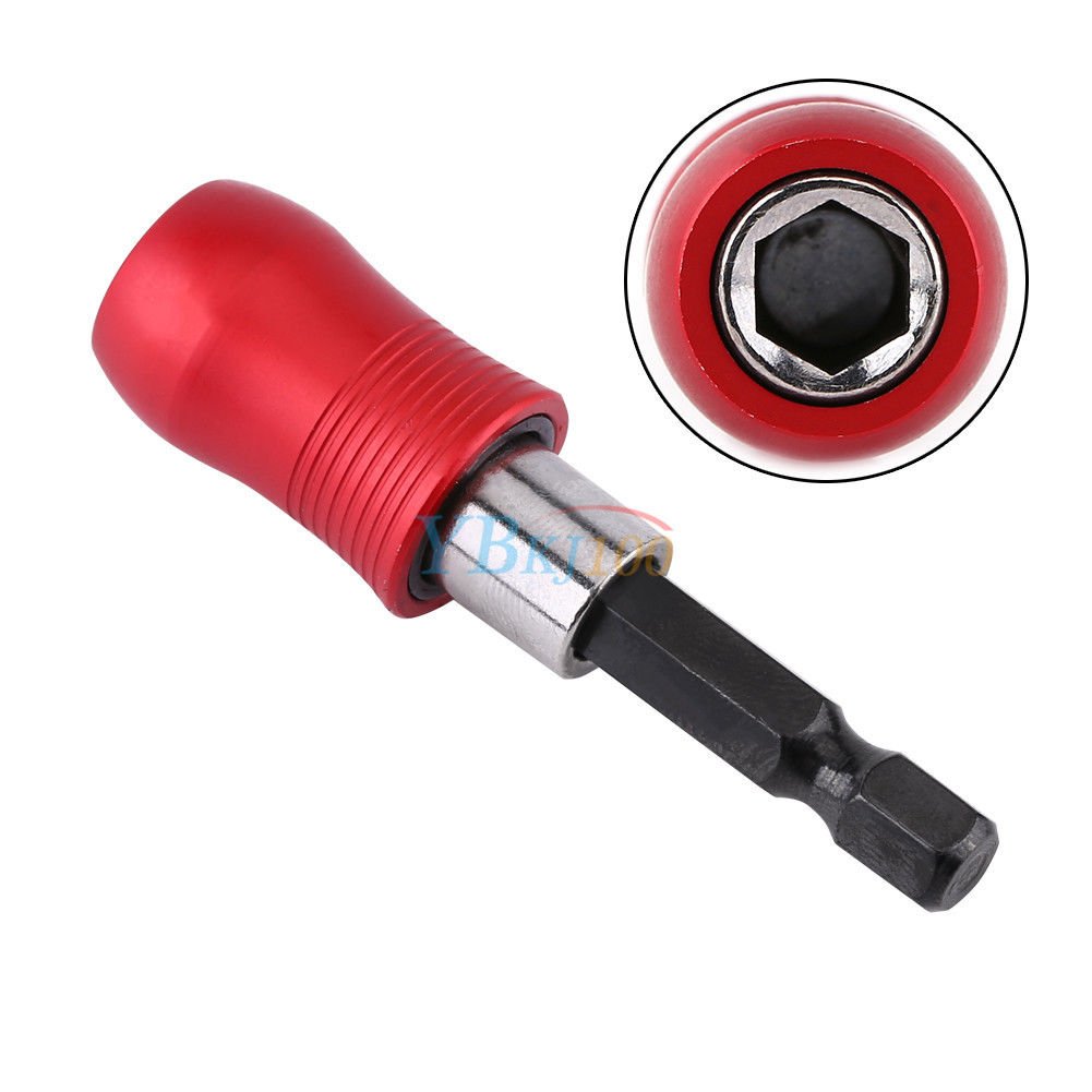 1/4" 60mm Hex Quick Release Magnetic Screwdriver Extension Drill Bit Holder Red