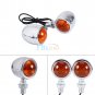 2x Chrome Universal Bullet Motorcycle Turn Signal Indicator Amber Blinker Lights