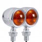 2x Chrome Universal Bullet Motorcycle Turn Signal Indicator Amber Blinker Lights